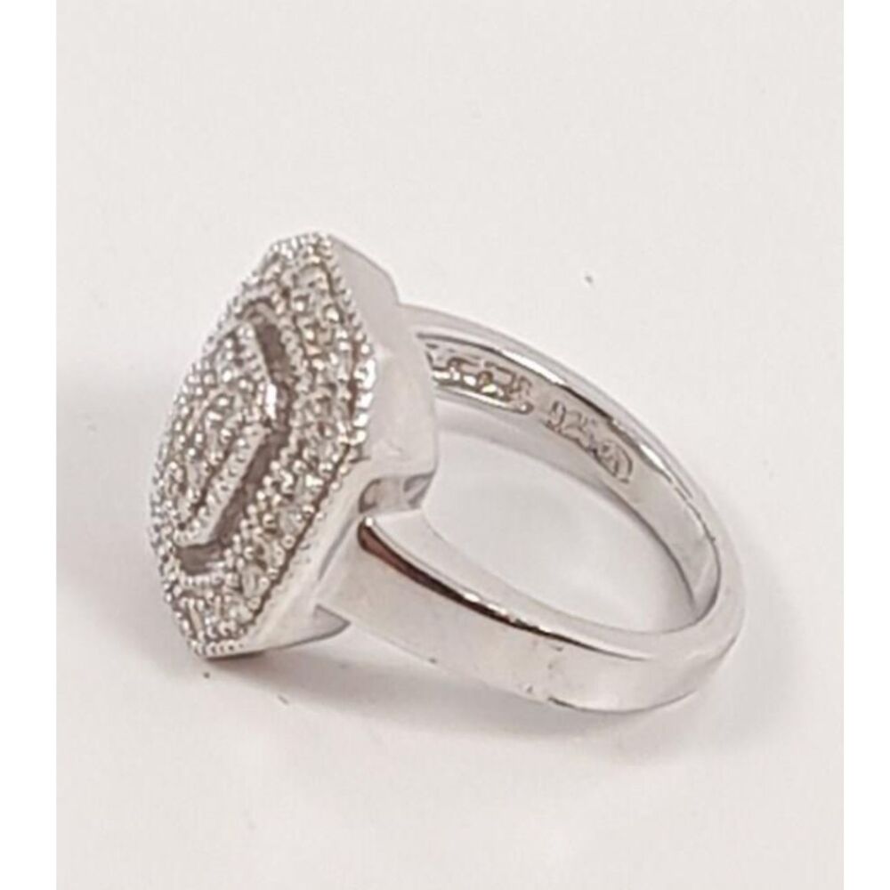 Sterling Silver Rectangular Bezel Set Square Ring… - image 1